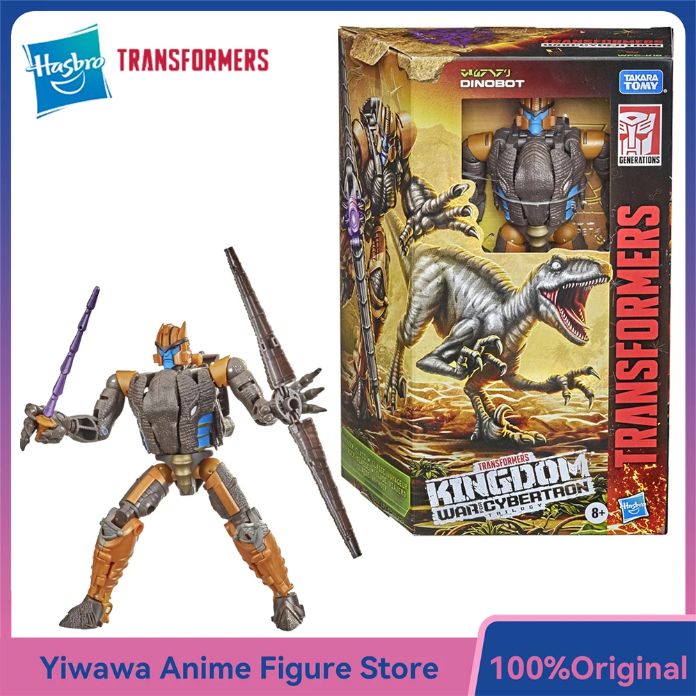 [En stock] Hasbro Transformers War for Cybertron Kingdom Dinobot 18cm Voyager Class coleccionable Anime figura de acción modelo Juguetes