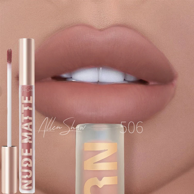 Matte Lip Gloss 8 Colors Moisturizing Sexy Nude Velvet Liquid Lipsticks Waterproof Long Lasting Nonstick Cup Lips Tint Cosmetic