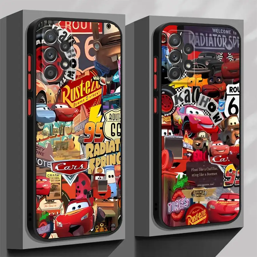 Telefoon Geval voor Samsung Galaxy A23 A72 A36 A22 A31 A21 A25 A26 A32 A73 A52 A71 A56 Soft Cover Lightning McQueen 95 Auto Plating