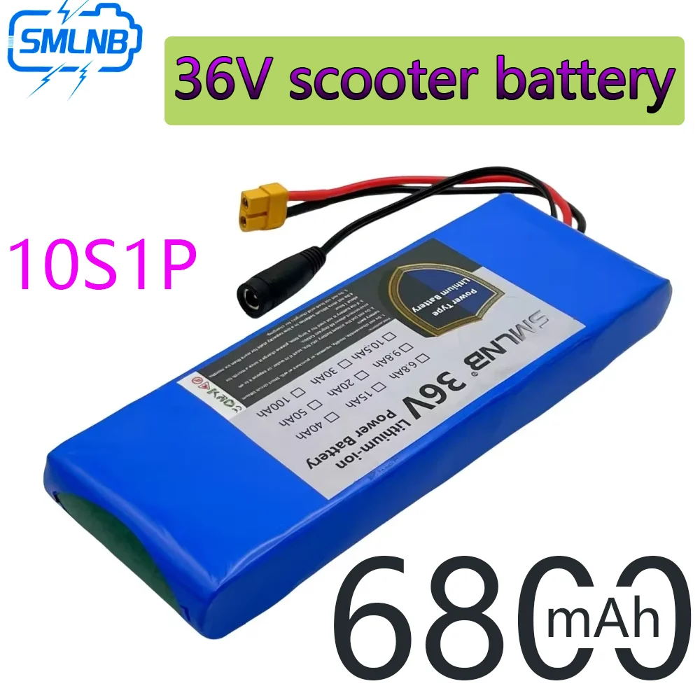 Large Capacity 36V 6800mAh 10S1P 18650 Lithium-ion Rechargeable Battery Pack 6.8Ah, with BMS 500W, Equipped with 42V 2A Charger