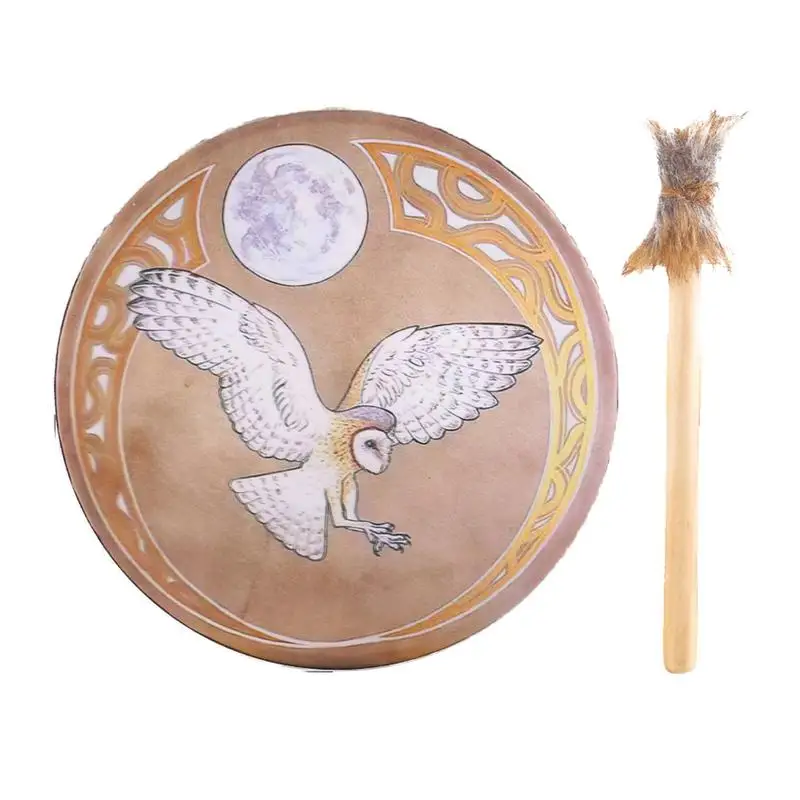 Meditation Drum Decoration Design Hand Drum With Drum Stick Wood Shaman Drums Shaman Hand Drum Drum Sound Healing Tool Crafted