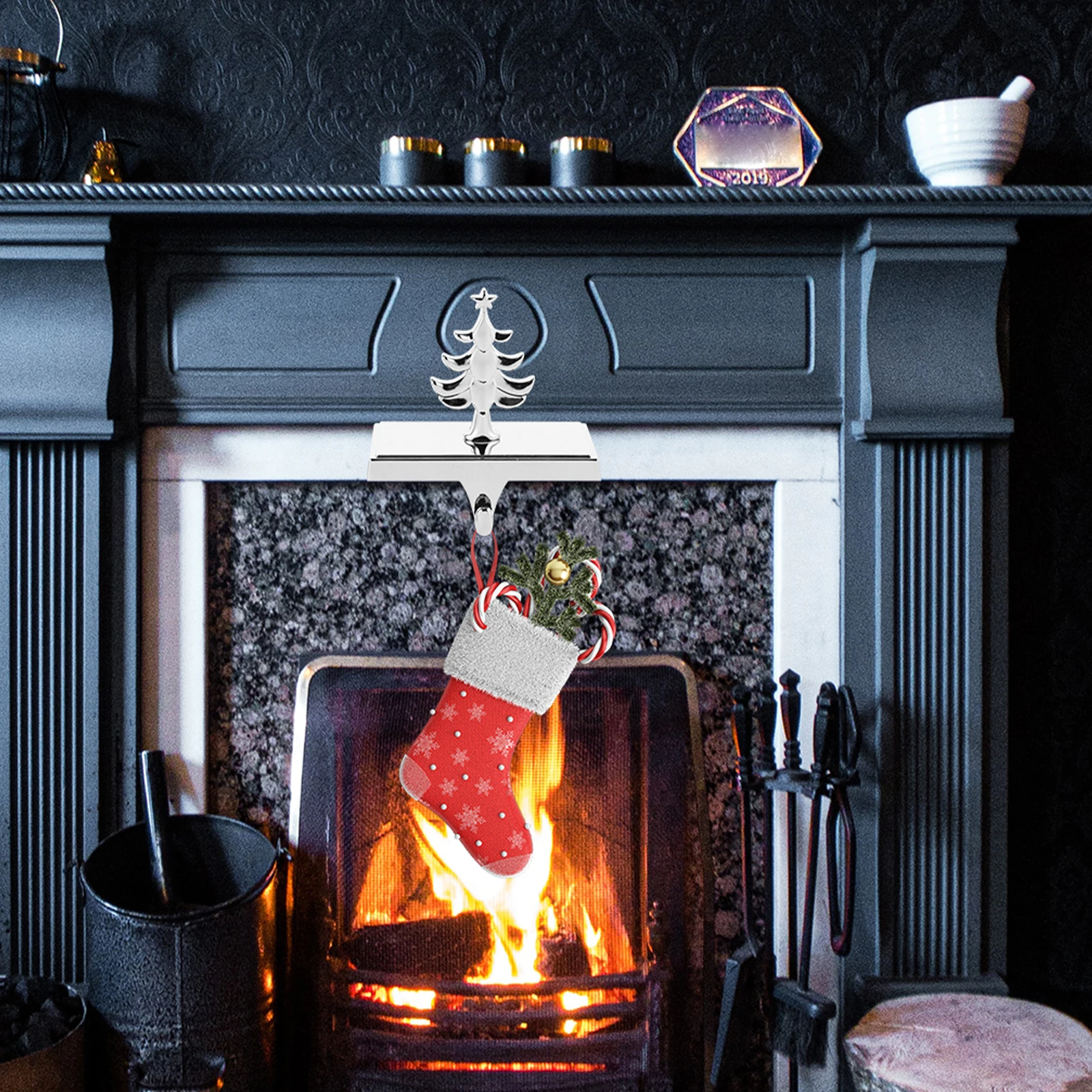 

Stocking Christmas Hook Fireplace Hanger Sock Hangers for Shelf Man Holder Stand