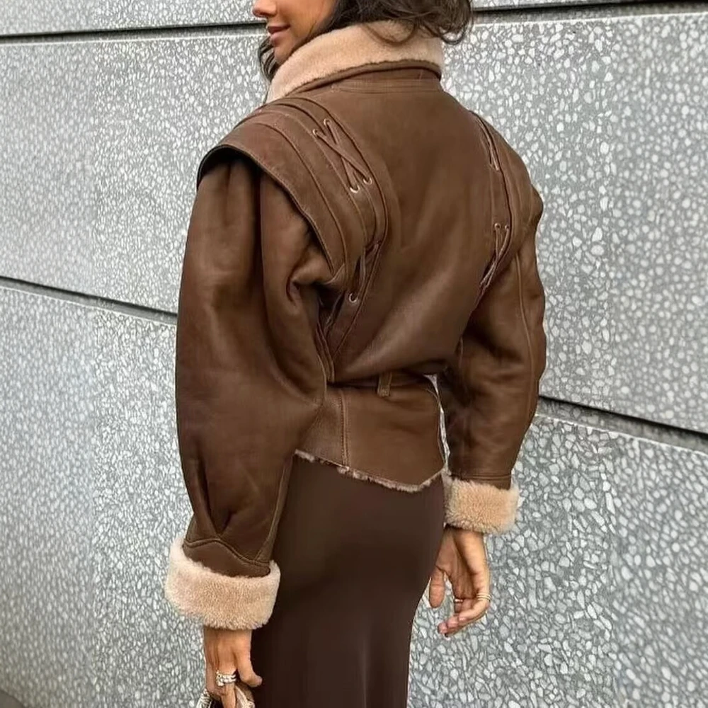 المرأة الخريف الشتاء طويلة الأكمام التلبيب معطف بارد الحلو بلون الصوف الزنانير ملابس خارجية غير رسمية للسيدات