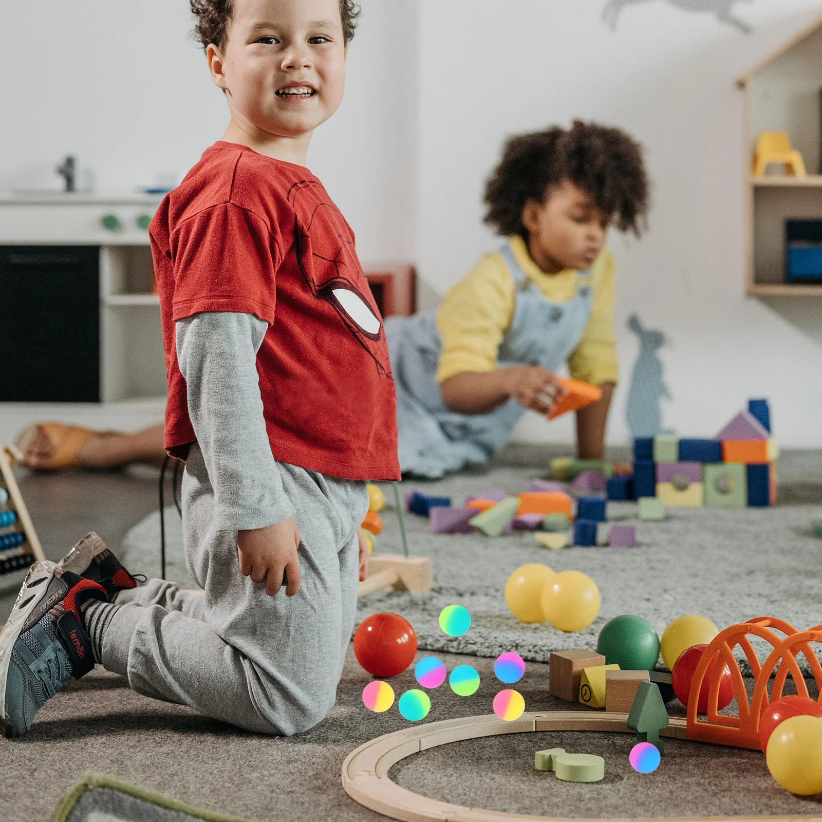 Palline galleggianti giocattolo per bambini rimbalzanti satinate Palline per bambini in plastica colorata