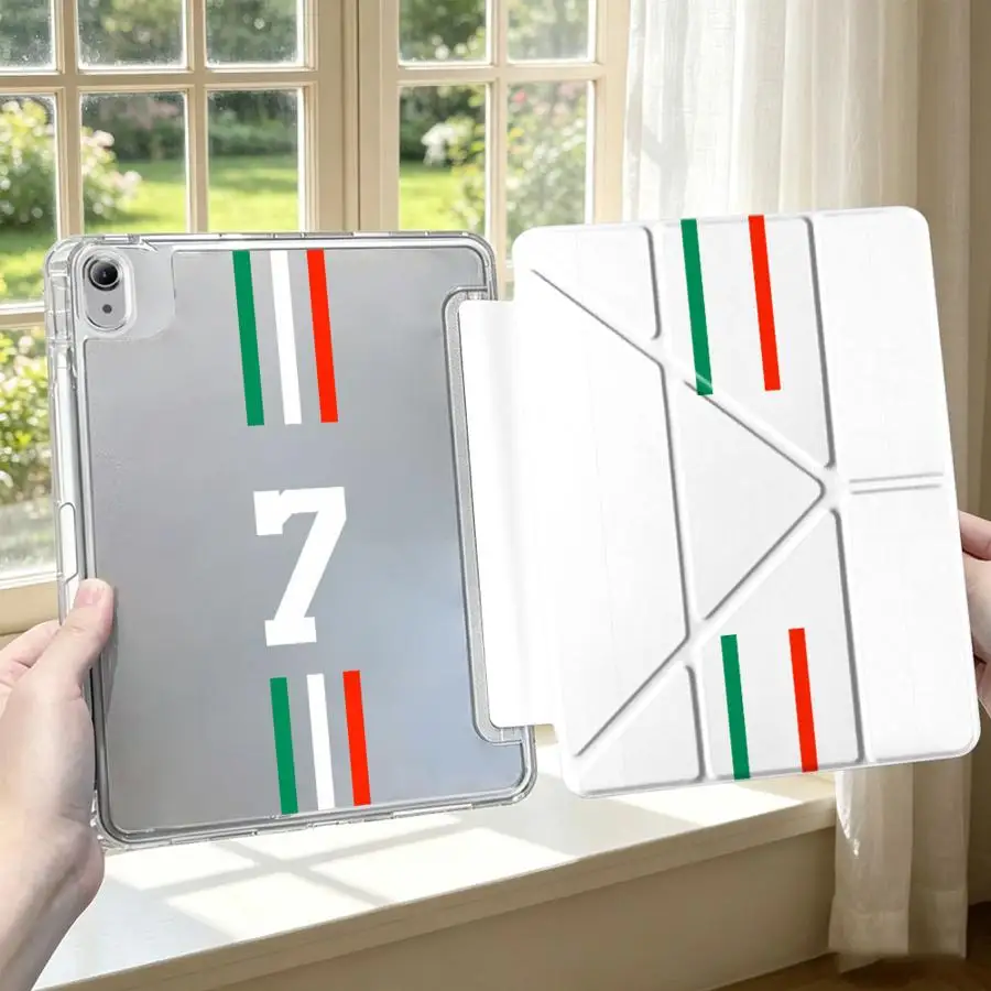 With Pen Slot Cover Tablet Case For iPad Mini 7 6 5 Air 8 M2 M3 3 12th 9th 10th Gen 11th Pro 13 2025 2026 Tricolor Stripe 7