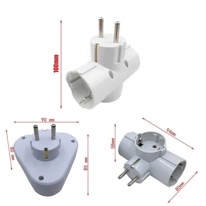 EU Plug Multiple Power Adapter EU Power Outlet European Standard Three-position Socket One to Three 1 out 3 Conversion Socket