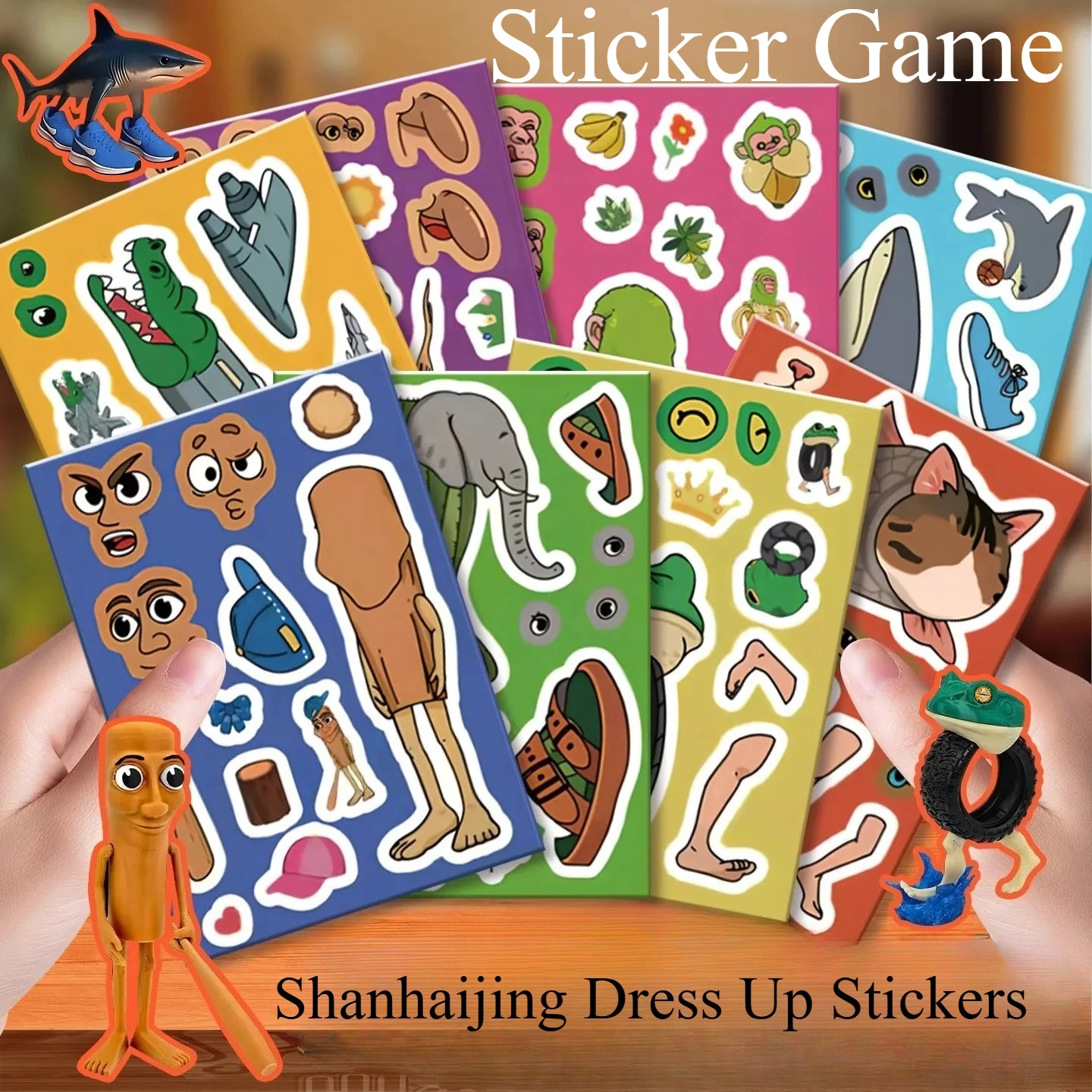 8PCS Tralalero Tralala Adesivi Tungtung Sahur Brainrot Anime Cambiare Vestiti Puzzle Paster Decorazione FAI DA TE Classico Giocattolo Regalo per I Bambini