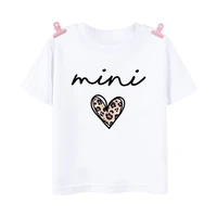Mama Mimi Leopard Heart Print Family Matching Clothes Mother & Daughter Short Sleeve Outfit Shirt Fashion Mom Girl T-shirt Tops 6