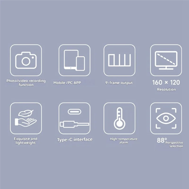 BNVN-สมาร์ทโฟน IR กล้องถ่ายภาพความร้อน 160X120 ความละเอียดพอร์ต Type-C Plug And Play ตัวเลือกสําหรับ 88 °   FOV เคสอะลูมิเนียม