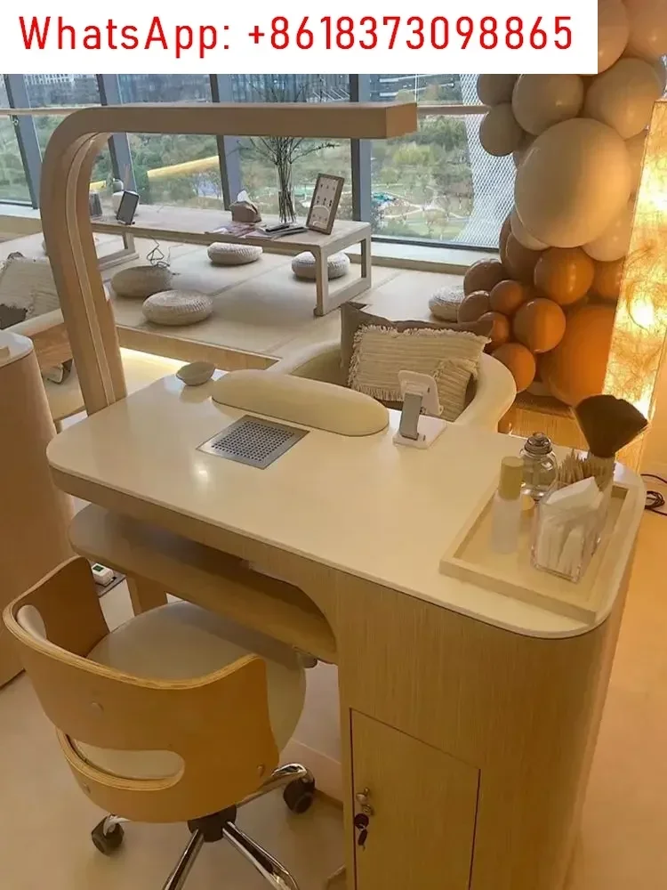 Mesa de Manicura de madera para manicura, Mesa de Manicura doble Simple japonesa, diseño nórdico, Mesa de belleza, muebles de Manicura
