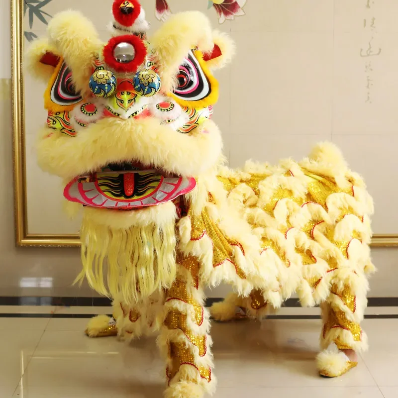 Yellow Buddha Costume Lion Dance Props Two Person Performance Costumes Handmade Wool Adult Stage