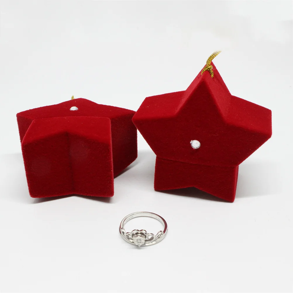 

3 шт., подарочная упаковка, красные рождественские украшения, чехол для хранения с заостренной звездой для ожерелья, колец, сережек, рождественских украшений