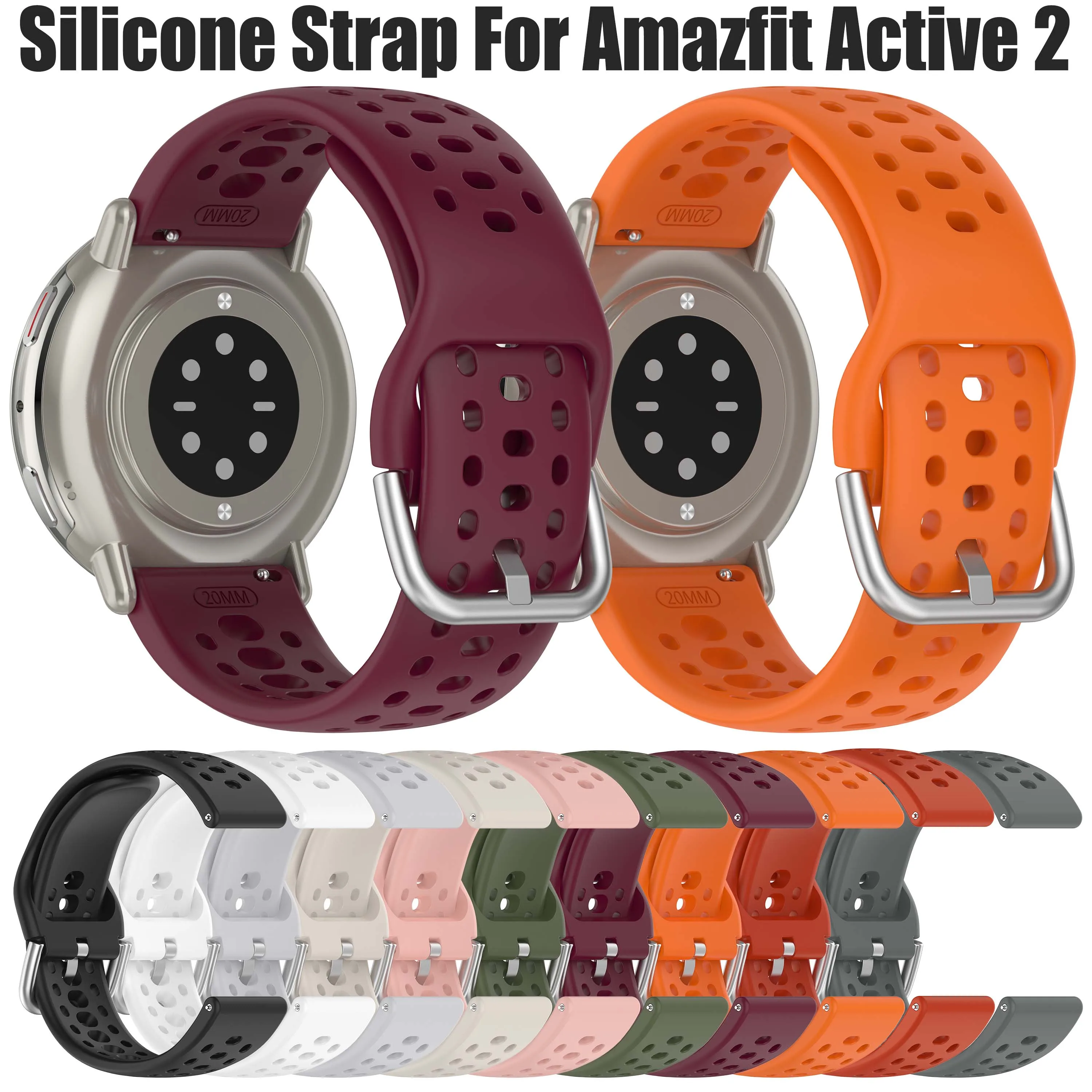 Silikonarmband für Amazfit Active 2 Sport, atmungsaktives Armband, intelligentes Correa Amazfit Active 2 Uhrenarmband-Zubehör