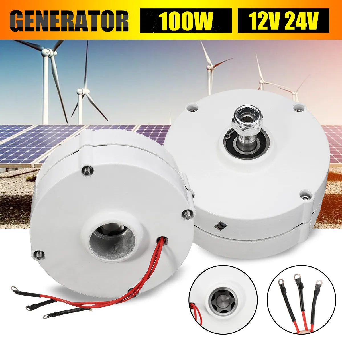 

Wind Generator Motor for DIY Turbine 3 Phase Current PMSG Generator Alternator Motor 100W 24V Generation Experiment Accessories