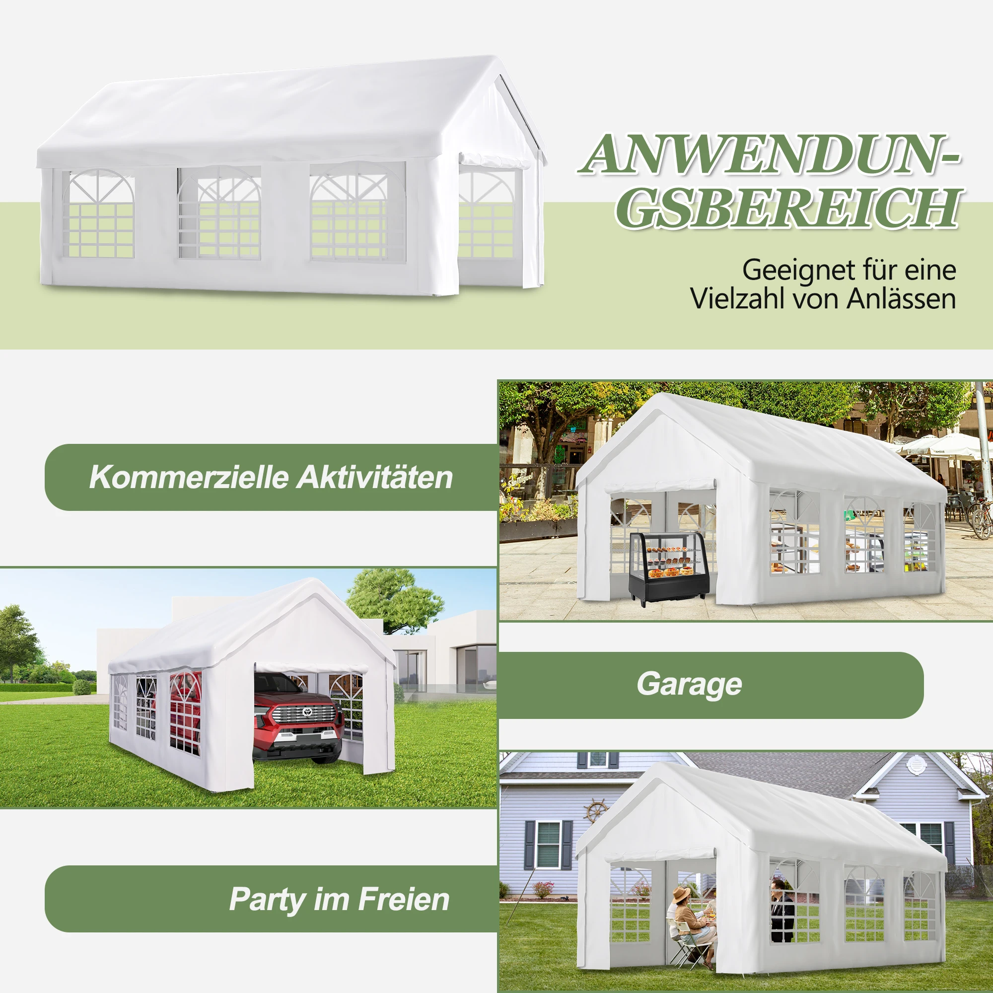خيمة مرآب كارفورت 3x6 م خيمة جراج كبيرة مقاومة للشتاء مع باب قابل للطي للسيارات وسيارات الدفع الرباعي والشاحنات جدران جانبية قابلة للإزالة والسقف #6