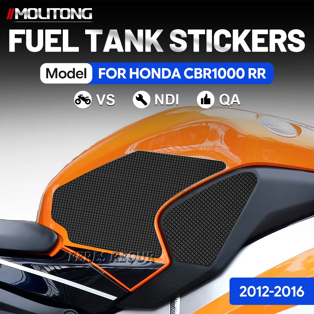 Fuel Tank Decal for Honda CBR1000 RR (2012–2016) – Black Non-Slip Tank Pad, Motorcycle Tank Protector, Anti-Scratch Pad