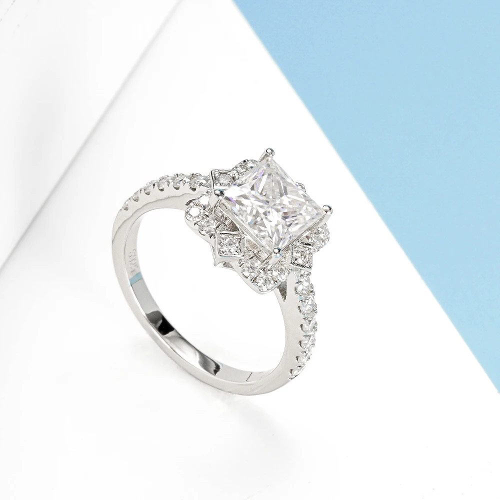 

2ct Princess Cut Moissanite Ring for Women, featuring a 7x7mm stone, set in 925 Sterling Silver, Wedding Band or Engagement Ring