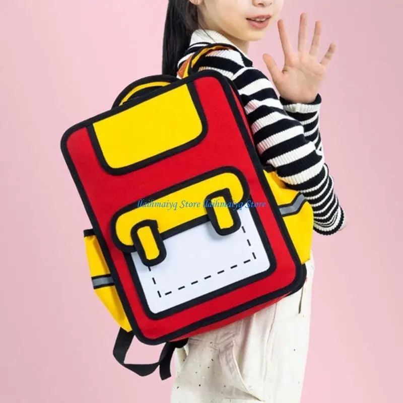 

573B Unique Cartoon Backpack Large Book Bag for Kids' Imaginative School Journeys