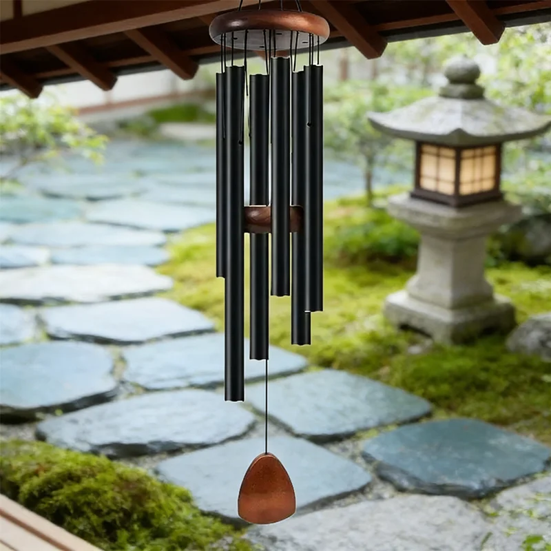 Gift of Tranquility 26 Inch Classic Wind Chime with Wooden Tag Aluminum Pipe for Gentle Tone Ideal Patio Balcony Decoration Gift