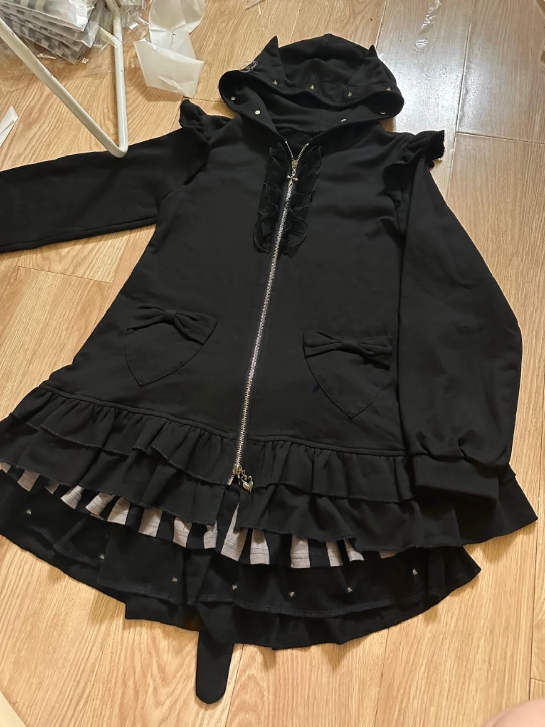 الأصلي ثقافة فرعية Y2K مقنعين فساتين طويلة الأكمام Op ربيع الخريف الفتاة الحلو كول Kawaii سترة طويلة سترة تنورة صغيرة