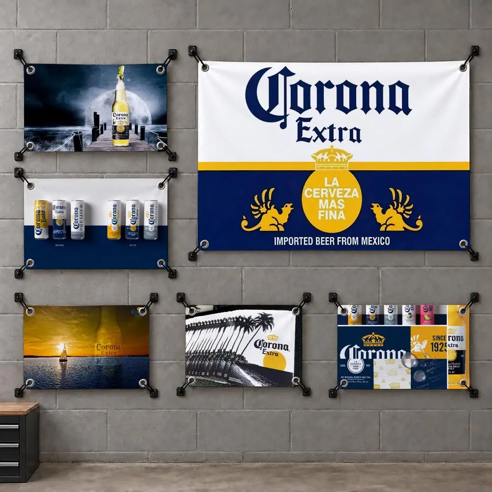 C-Corona E-Extra Beer Flags Custom Wall Hanging Background Art Banner For Bedroom Home Living Room Outdoor Decor