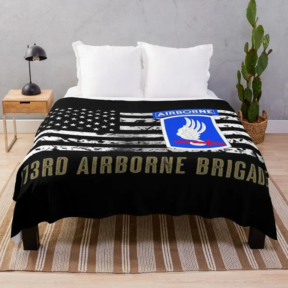 173rd Airborne Brigade (Distressed Flag) Throw Blanket Large Plaid Hairys Sleeping Bag Blankets