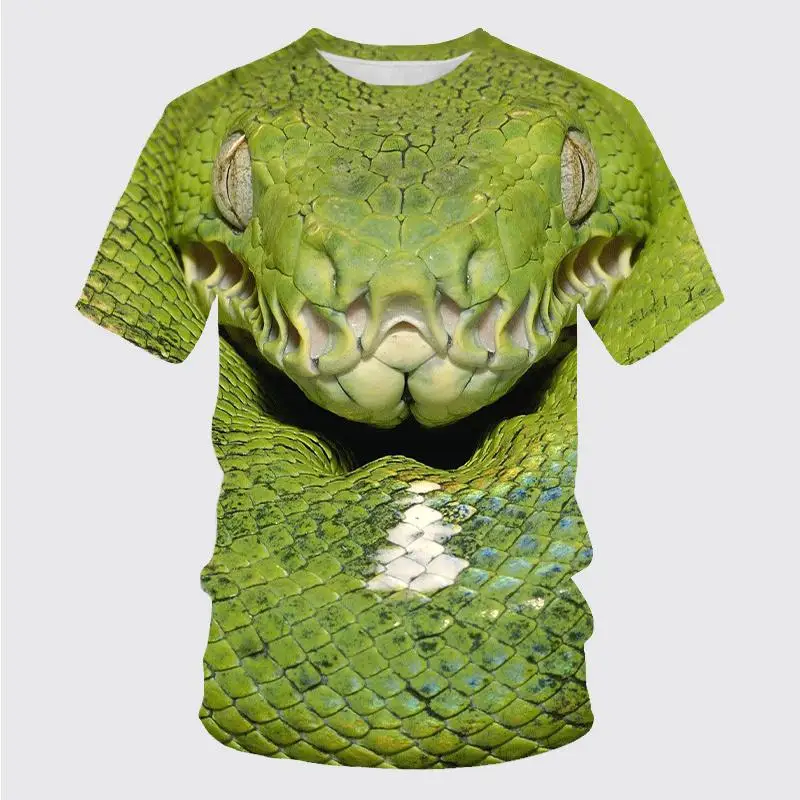 New Summer Horror Creepy Snake 3d Printing Men\'s Women\'s Children\'s Domineering T-shirt Fun Cobra Breathable Light Sports