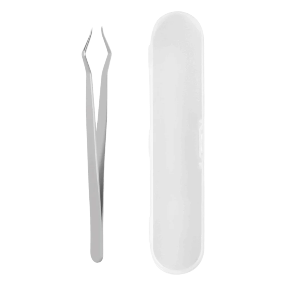 Stainless Steel V-Shaped Eyelash Extension Tweezers Long Handle Non Slip Lash Separation Tools Ultra Precision Tip Professional