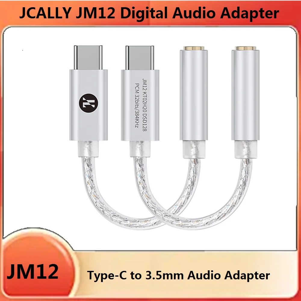JCALLY JM12 Digitaler Audio-Adapter Typ C auf 3,5 mm Kopfhörerverstärker Audio-Adapter KTO2H20 DAC-Chip 32 Bit/384 KH DSD128