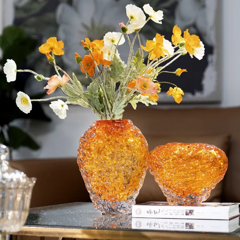 

High-quality light luxury amber glazed hydroponic vase ornament, living room entrance TV cabinet, home decoration