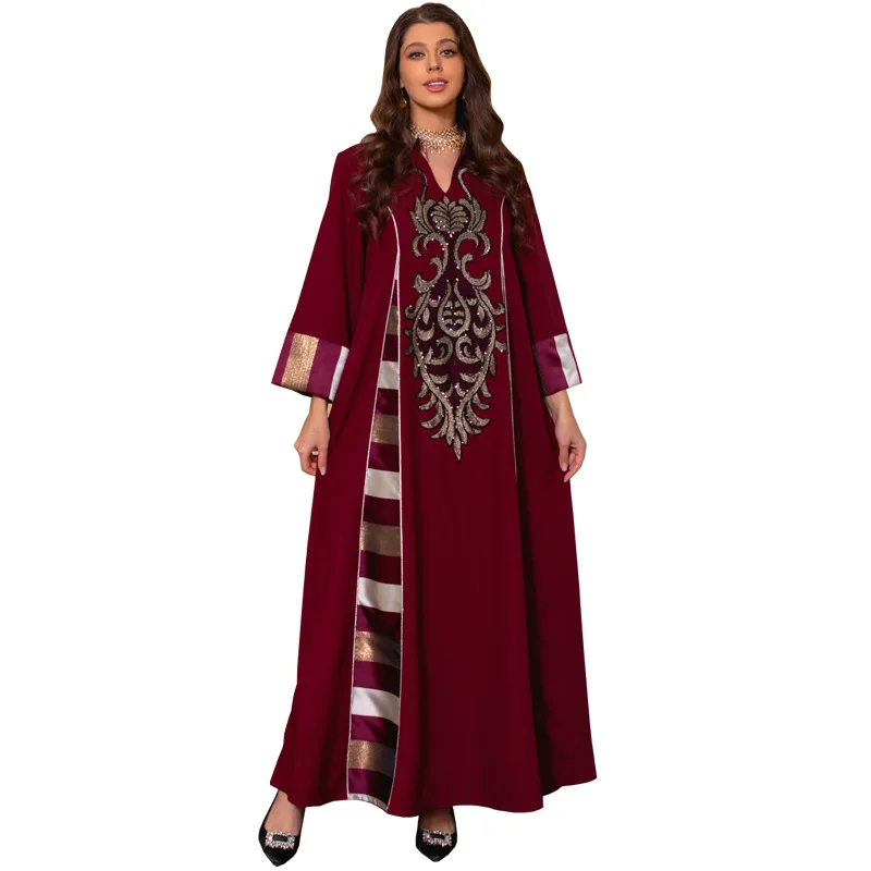 Abaya brodée à sequins pour femme, abaya islamique, robe pakistanaise, Dubaï, Arabie saoudite, Jalabiya, Kaftan, dame musulmane, Turquie, Eid, G123