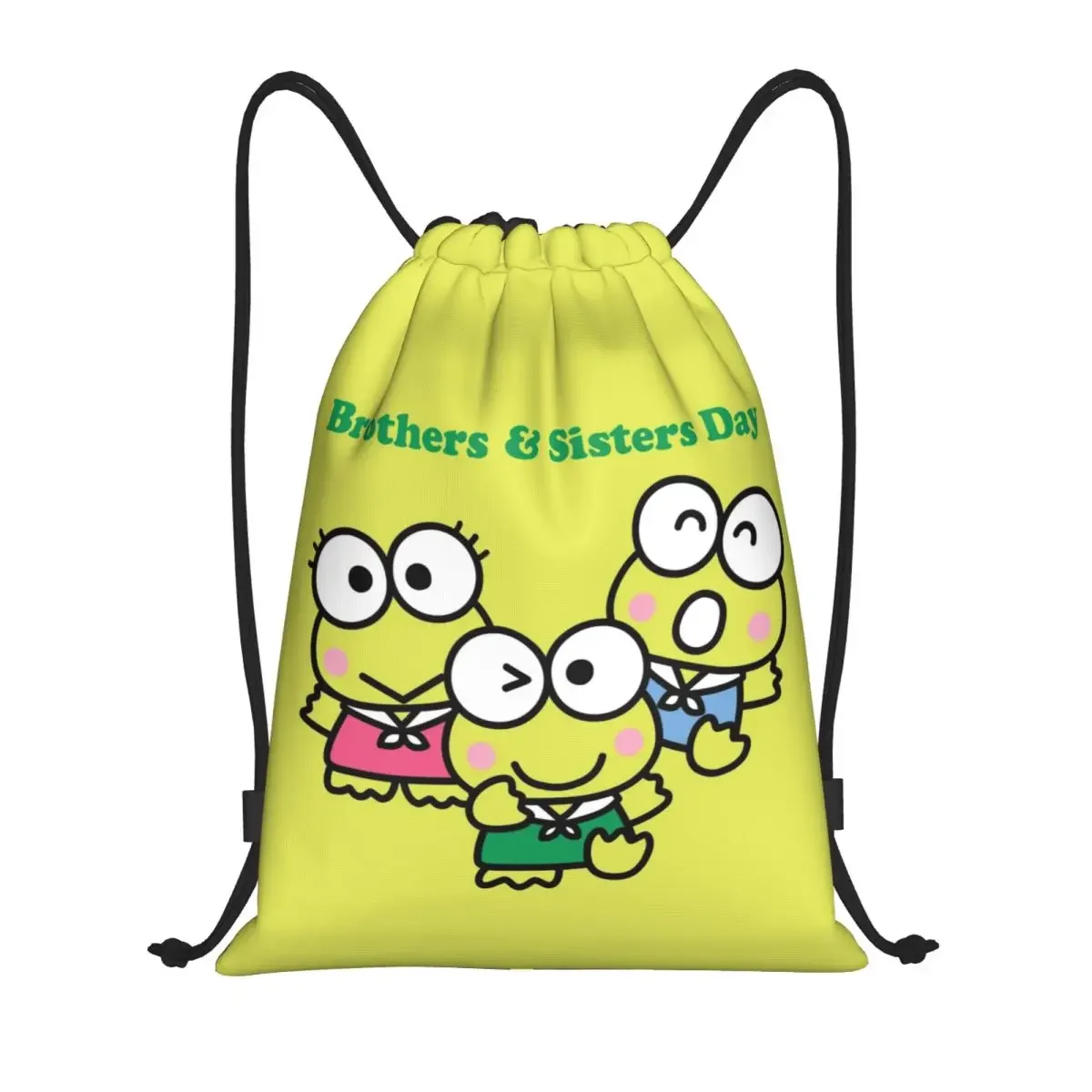 

Custom Keroppi Drawstring Backpack Women Men Gym Sport Sackpack Portable Cartoon Shopping Bag Sack