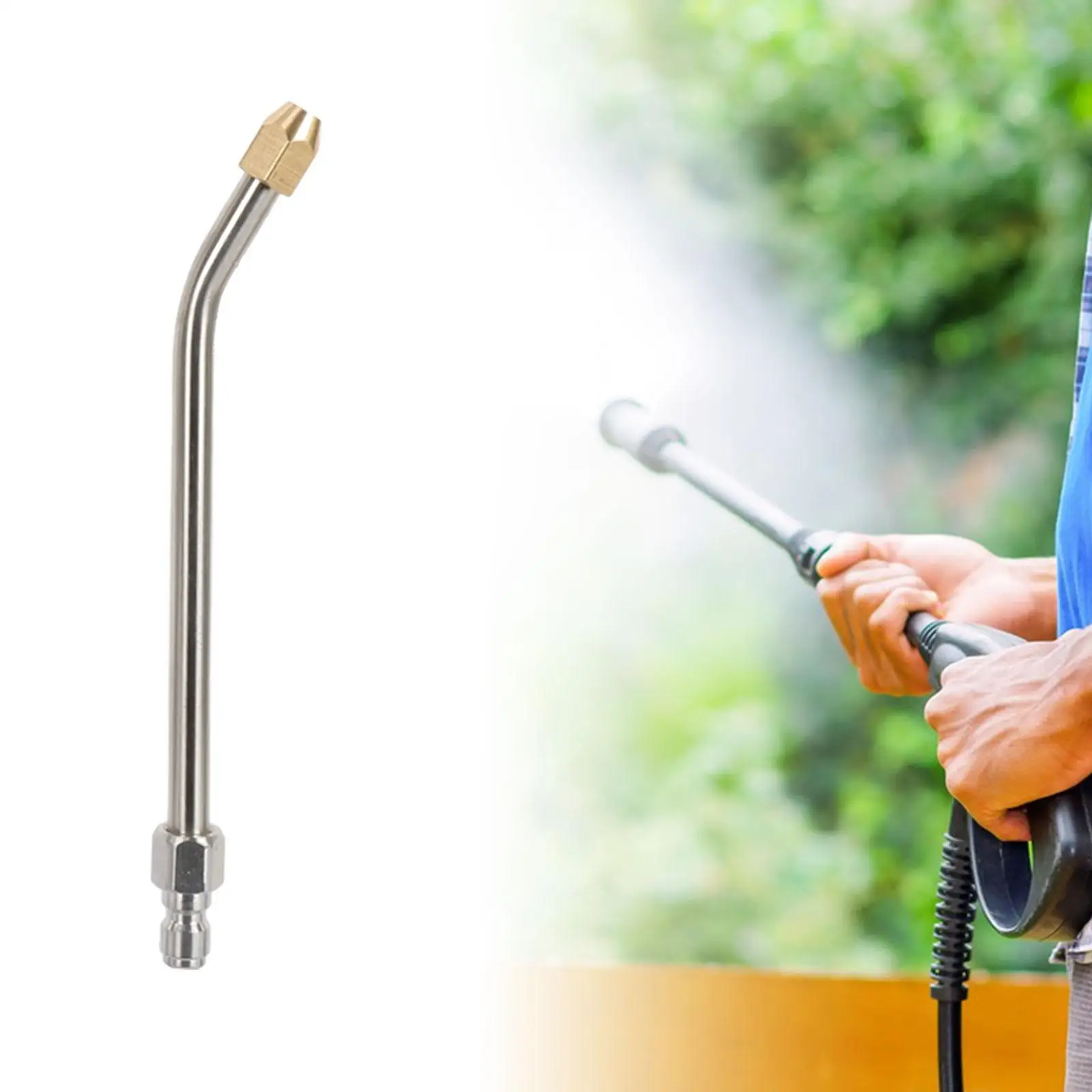 High Pressure Washer Extension Rod Curved Head Sprayer Wand 25 Degree Water Outlet for Car Washing Detailing