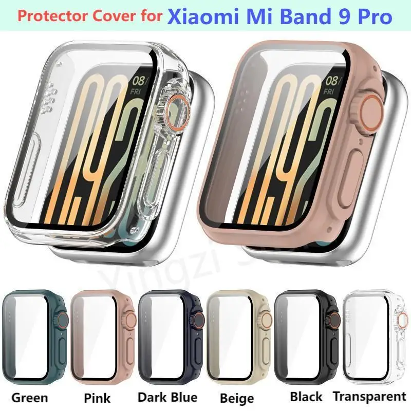 Capa de mudança de segundos para pc + vidro temperado, para xiaomi mi band 9 pro, pulseira de relógio inteligente, protetor de tela para mi band9 pro