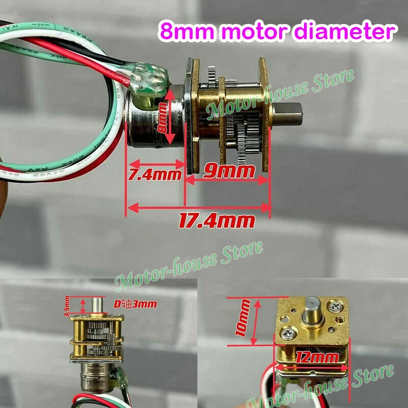 Mini 8mm/10mm/15mm 2-phase 4-wire Gear Stepper Motor Micro 5V 12V Precision Metal Gearbox Stepping Motor Torque DIY Robot Camera