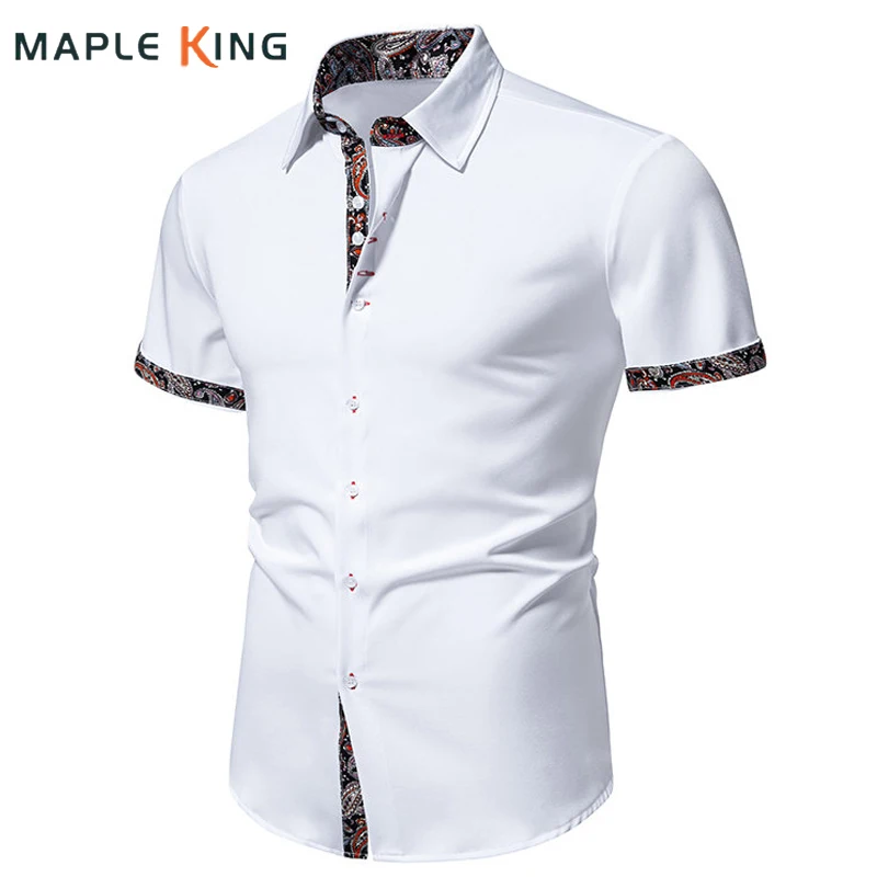 

Summer Shirts Men Clothing Short Sleeve Paisley Floral Printed Camisa Festivalera Hombre 2024 Mens Casual Vintage Dress Shirts