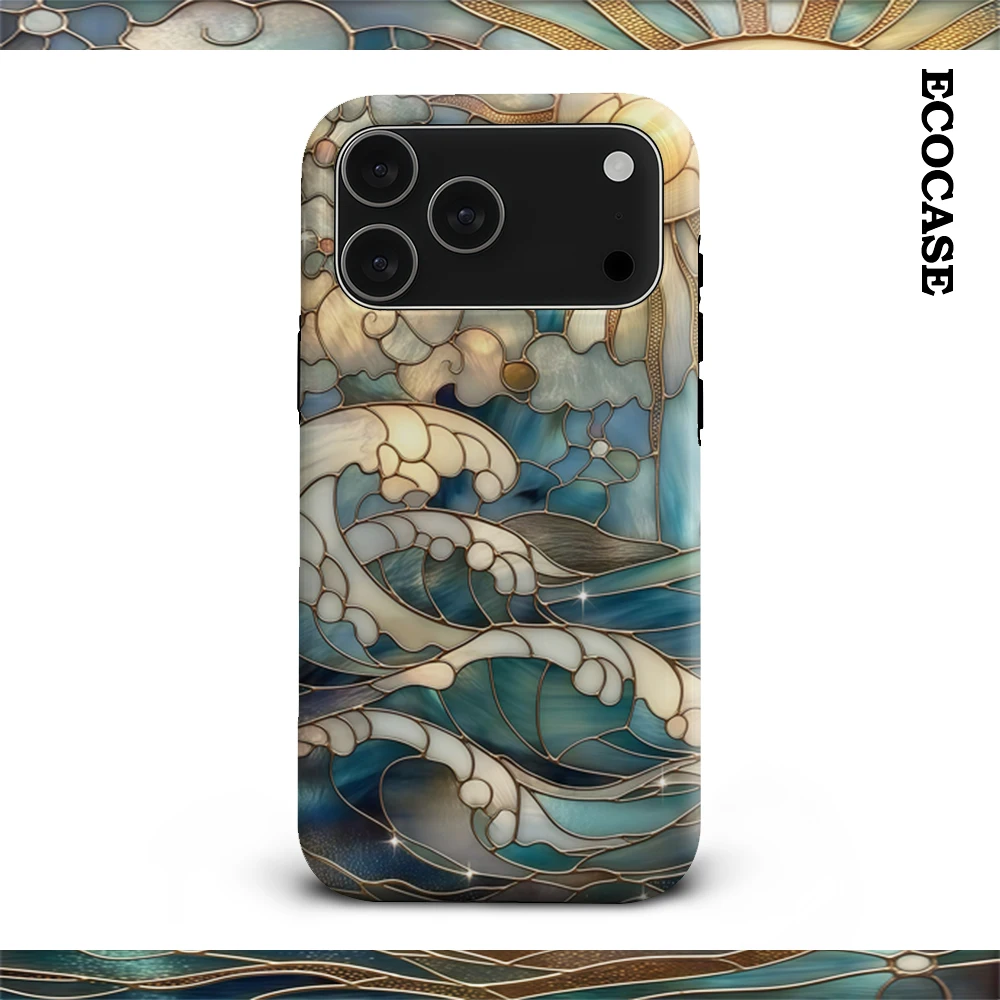 Buntglas Sonne und Wellen IPhone 17 Must-Haves Handyhülle für IPhone 17 16 15 14 13 12 11 Pro Max Plus Doppelschichtige Rückseite