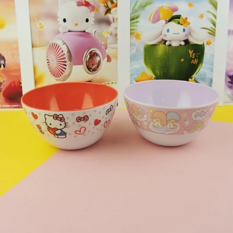 

Sweet Hello Kitty Anime Kawaii Tableware Sanrio Cute Little Twin Stars Home Eating Bowl Household Lovely Gifts for Girls
