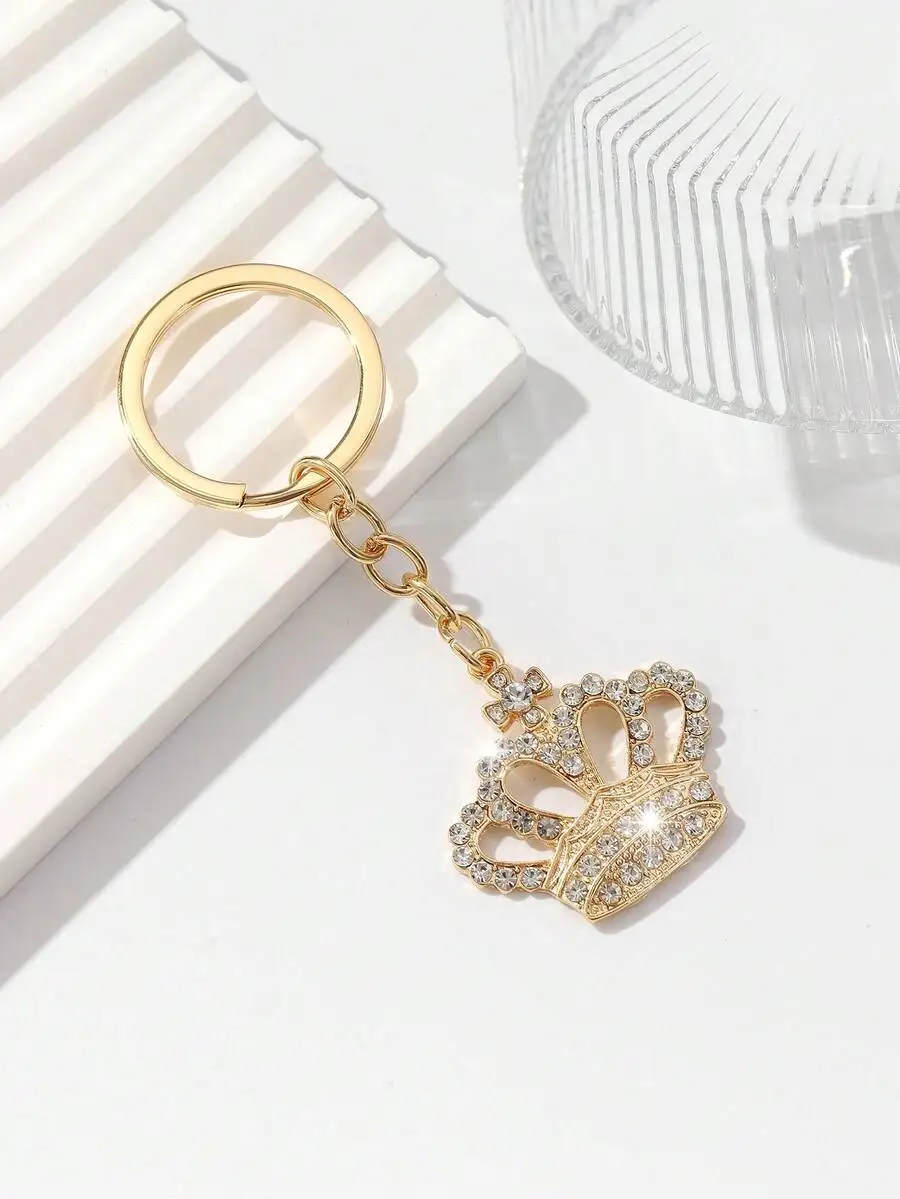 

Hollow Crown Keychain Pendant With Rhinestones For Women Daily Use And Gifting