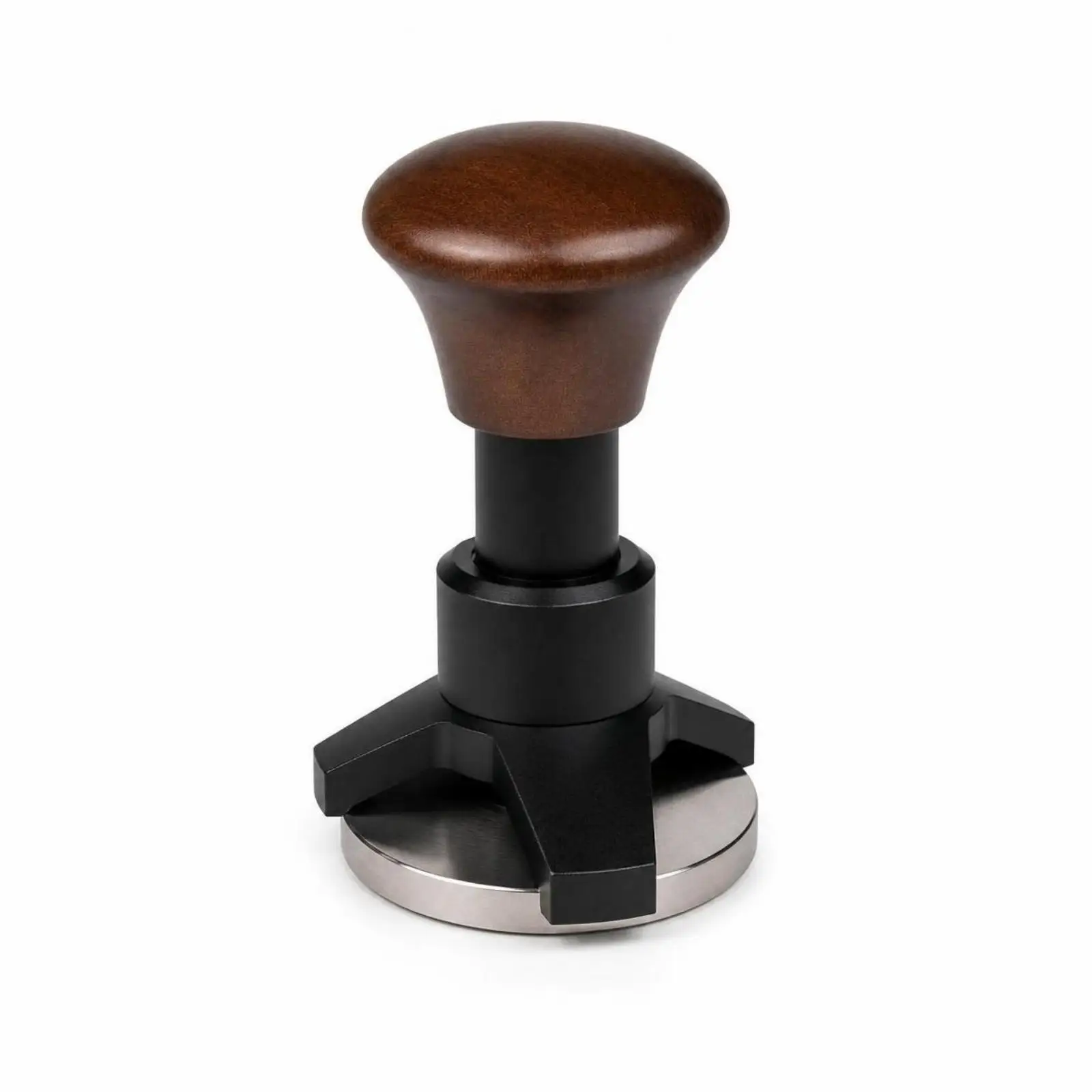 Flat Coffee Tamper Tool Spring Loaded Wood Top for Espresso Machine Accessories