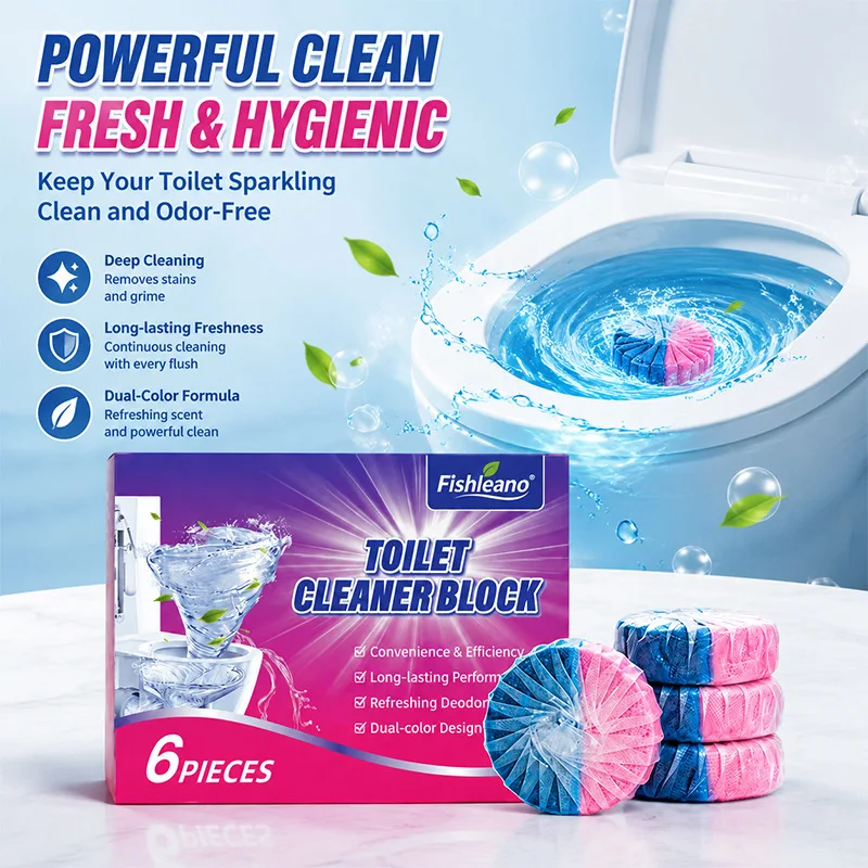 Dual‑Color Toilet Cleaner Block 6Pcs Long‑Lasting Deodorant Automatic Flush Toilet Bowl Cleaners Remove Limescale Stain Fresh