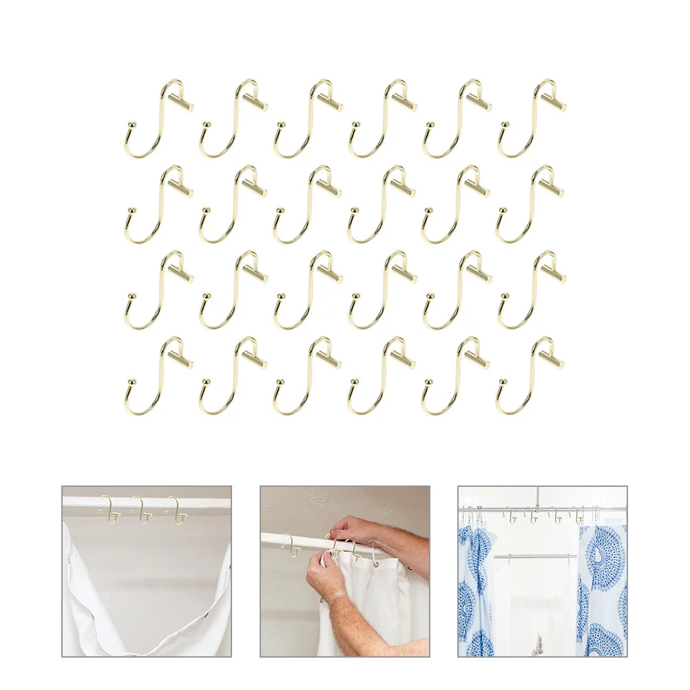 24 قطعة خطاطيف ستائر الدش شماعات معدنية مزخرفة مقاطع حديد مقاومة للصدأ للحمام حوض الاستحمام ستائر المنزلية #4