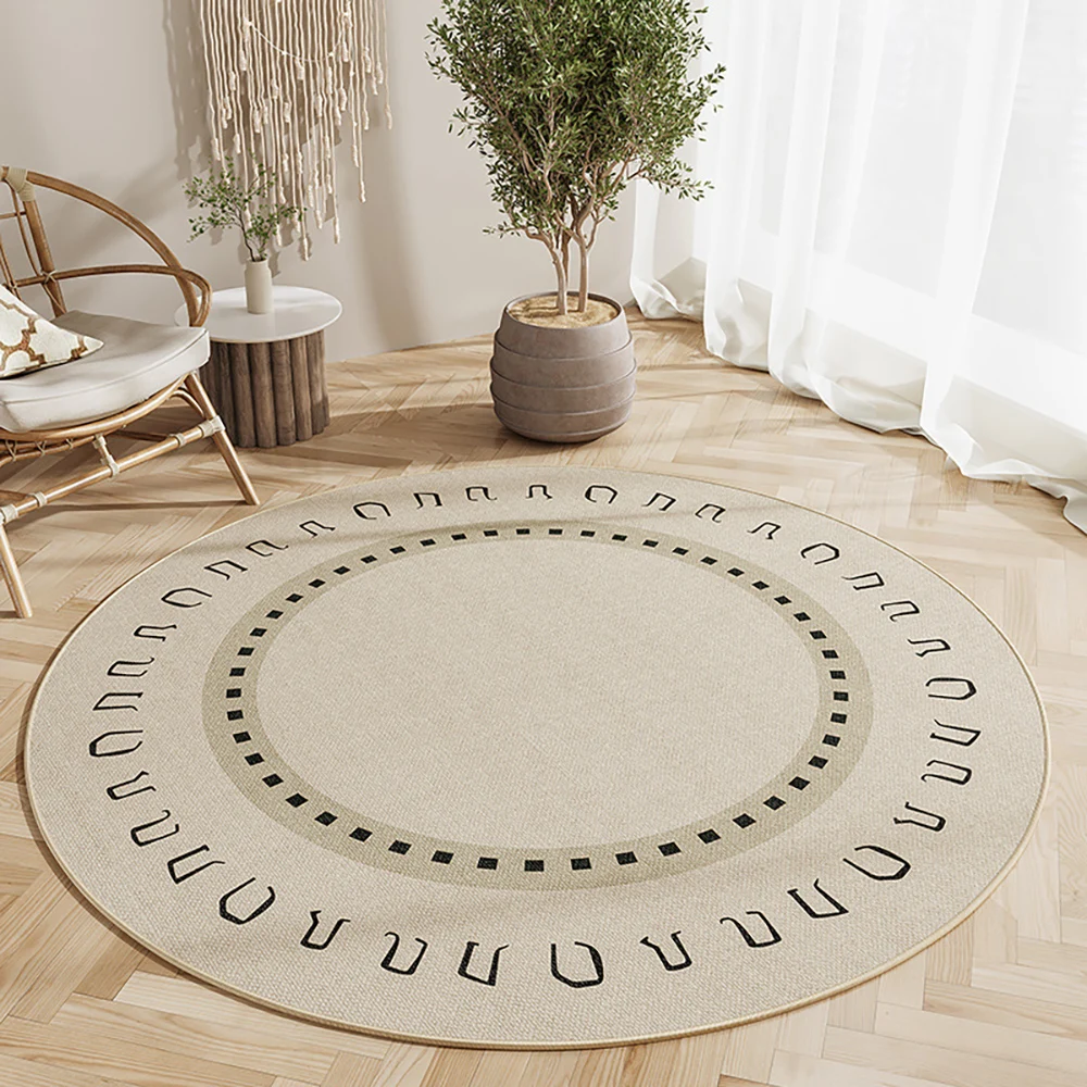 Minimalist Loop Pile Round Rug, Soft & Durable Stain-Resistant Floor Mat for Coffee Table, Living Room, Easy-Care Home Decor