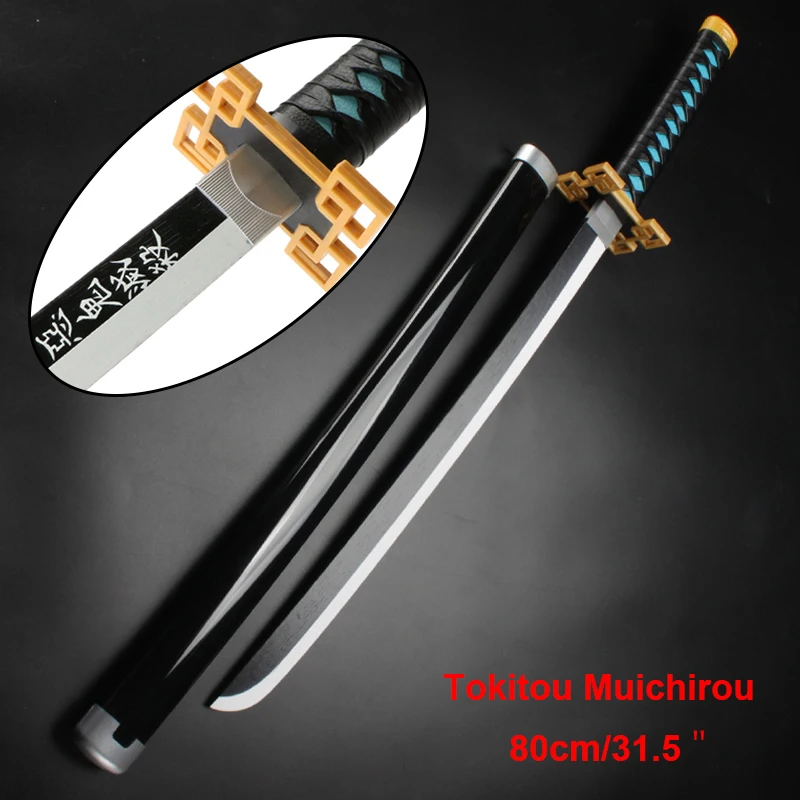 Anime Katana 80cm/31.5in Cosplay Character Original Pattern Tokitou Muichirou Black and White Blade