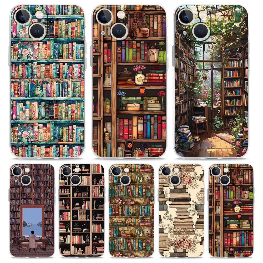 Read Books illustration Phone Case For iPhone 11 Cases iPhone 15 12 13 14 16 Pro Max X XR XS 14 15 Plus 16Pro Clear Cover