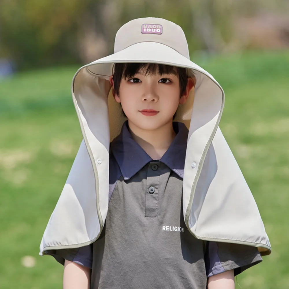 

Big Brim Baby Fisherman Hat Extended Shawl Sun Protection Kids Sunscreen Hat Neck Cover Bucket Cap Children Beach Cap Baby
