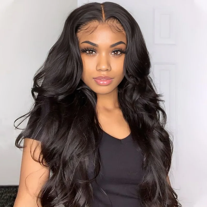 Black At-Perruque Body Wave Brésilienne Naturelle, Cheveux Humains, Dentelle Transparente HD, 13x6, 40amaran, Bon Marché, En Solde, Choix pour Femme, 100%