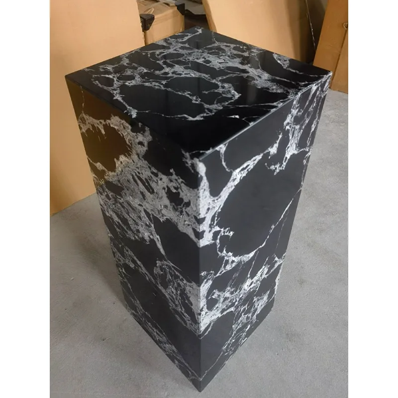 Modern Napoleon black artificial marble column ornament base hotel villa flower stand sculpture table high-end