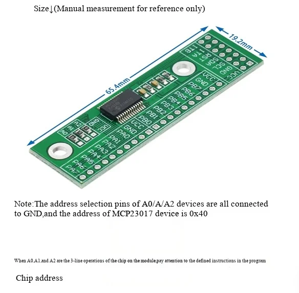I2C-Schnittstelle 16-Kanal-IO-Erweiterungsmodul IIC Eingangs-/Ausgangserweiterungsplatine MCP23017-E/SS – Detail 3