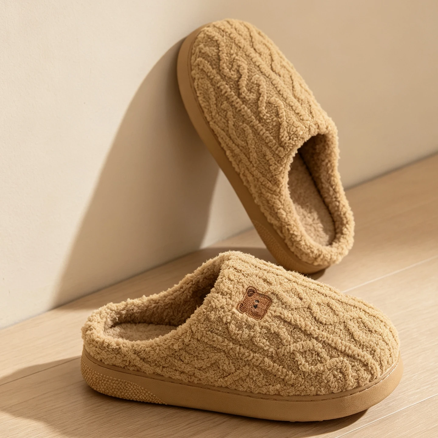 Women's Solid Fuzzy Memory Foam Slippers, Warm Plush Fleece Lined Cozy Soft Anti-Slip Thick Sole House Shoes for Winter Fall